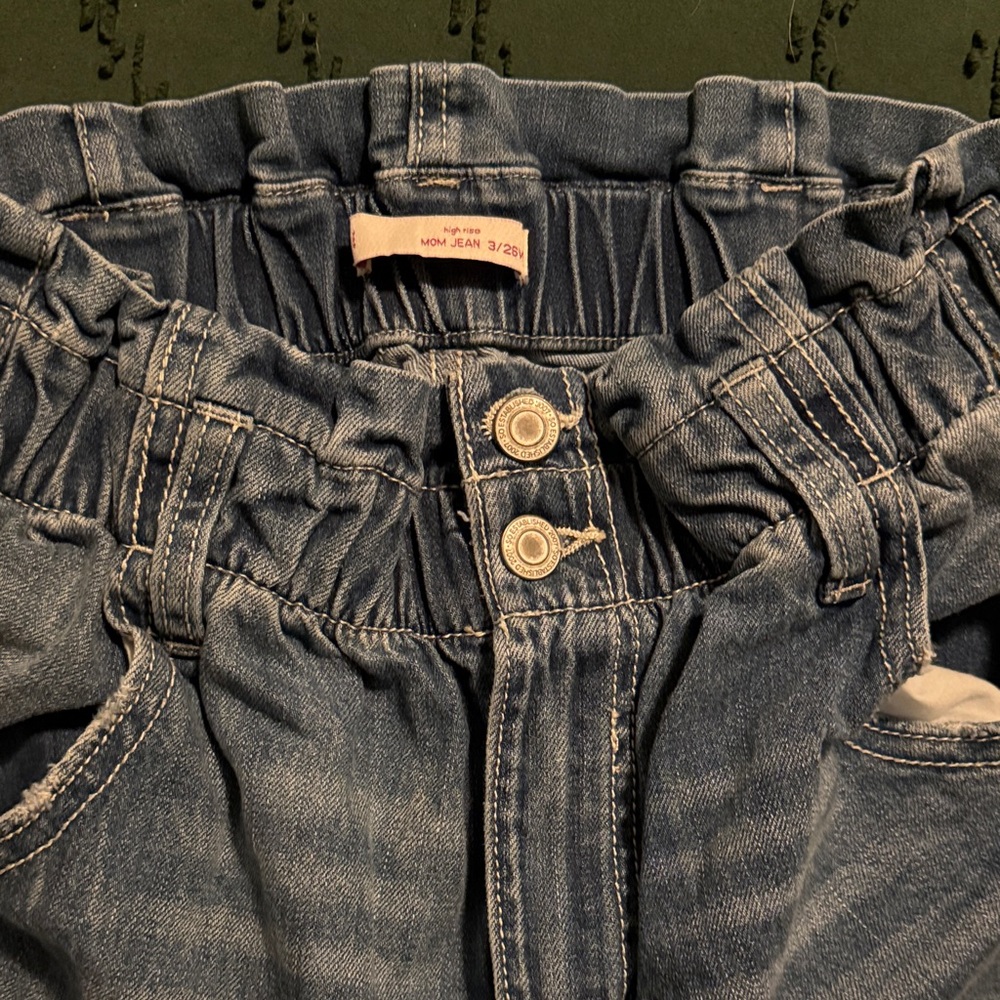 Blue Denim Elastic Waist Jeans